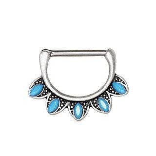 316L Stainless Steel Turquoise Tribal Nipple - Shop Style & More | Fresh Looks, Everyday Deals & Free Shipping