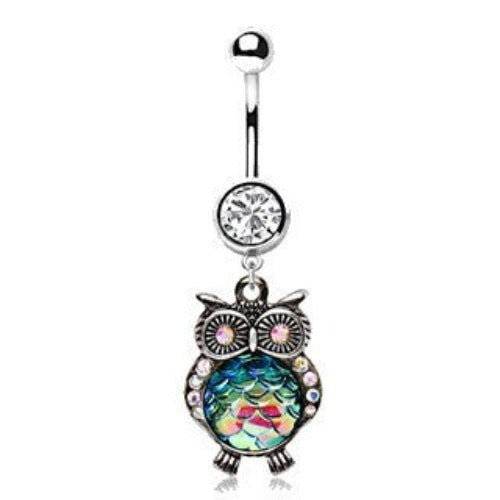 316L Stainless Steel Jeweled Rainbow Owl Dangle - Shop Style & More | Fresh Looks, Everyday Deals & Free Shipping