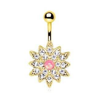 Gold Plated Gleaming Sunburst Flower Navel Ring - Shop Style & More | Fresh Looks, Everyday Deals & Free Shipping