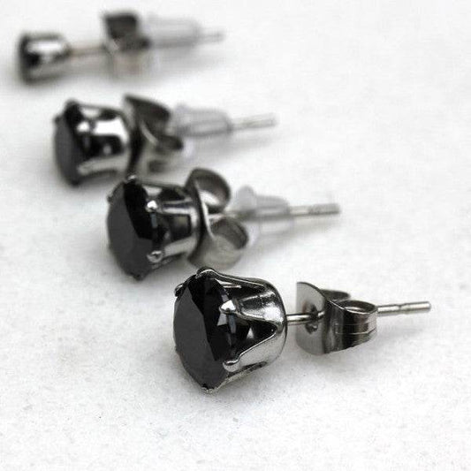 Pair of 316L Surgical Steel Black Round CZ Stud - Shop Style & More | Fresh Looks, Everyday Deals & Free Shipping