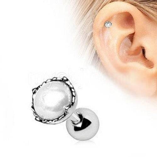 316L Stainless Steel Crown Pearl Cartilage Earring - Shop Style & More | Fresh Looks, Everyday Deals & Free Shipping