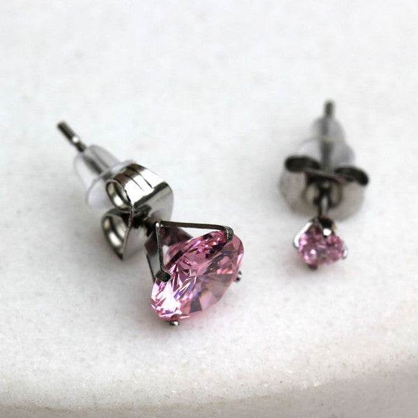 Pair of 316L Surgical Steel Pink Round CZ Stud - Shop Style & More | Fresh Looks, Everyday Deals & Free Shipping