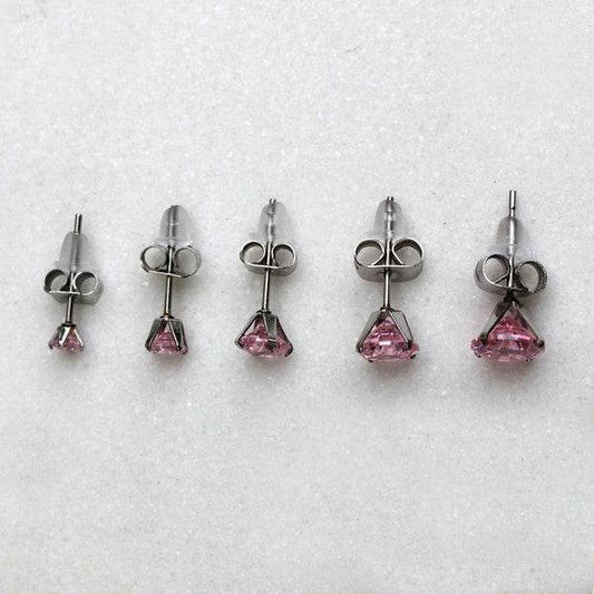 Pair of 316L Surgical Steel Pink Round CZ Stud - Shop Style & More | Fresh Looks, Everyday Deals & Free Shipping