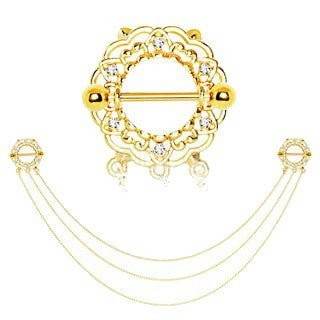 Gold Plated Triple Chain Floral Nipple Shields - Shop Style & More | Fresh Looks, Everyday Deals & Free Shipping