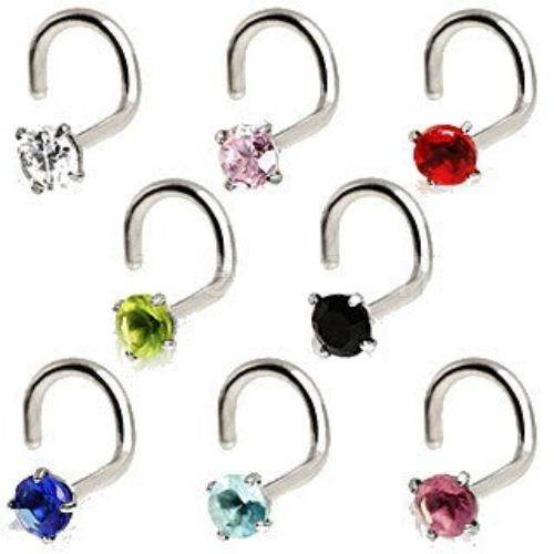 316L Surgical Steel Screw Nose Ring with Prong Set - Shop Style & More | Fresh Looks, Everyday Deals & Free Shipping