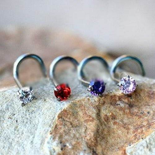 316L Surgical Steel Screw Nose Ring with Prong Set - Shop Style & More | Fresh Looks, Everyday Deals & Free Shipping