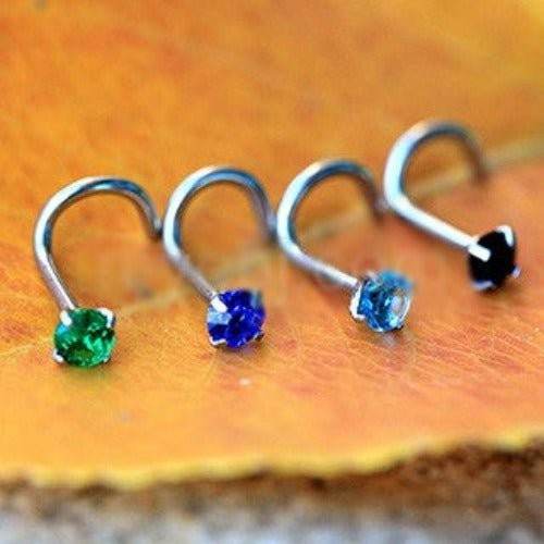 316L Surgical Steel Screw Nose Ring with Prong Set - Shop Style & More | Fresh Looks, Everyday Deals & Free Shipping