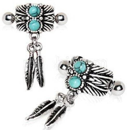 Turquoise & Feather Cartilage Cuff Earring - Shop Style & More | Fresh Looks, Everyday Deals & Free Shipping