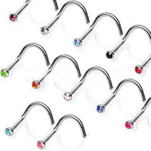 Screw Nose Ring with Press Fitted Gem - Shop Style & More | Fresh Looks, Everyday Deals & Free Shipping