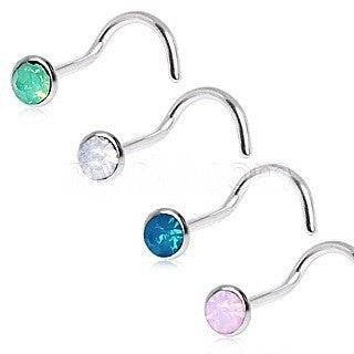 316L Surgical Steel Opalite Screw Nose Ring - Shop Style & More | Fresh Looks, Everyday Deals & Free Shipping