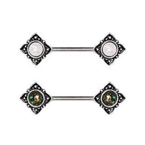 Mystical Flower Nipple Bar with Synthetic Opal - Shop Style & More | Fresh Looks, Everyday Deals & Free Shipping