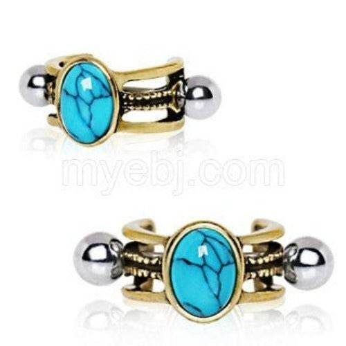 Antique Gold Cartilage Ear Cuff with Oval - Shop Style & More | Fresh Looks, Everyday Deals & Free Shipping