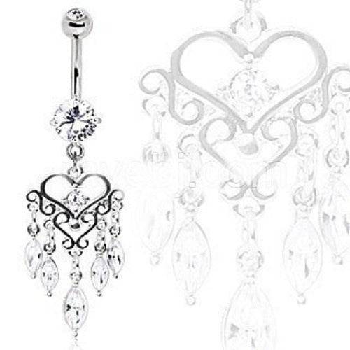 316L Surgical Steel Gemmed Chandelier Heart Dangle - Shop Style & More | Fresh Looks, Everyday Deals & Free Shipping