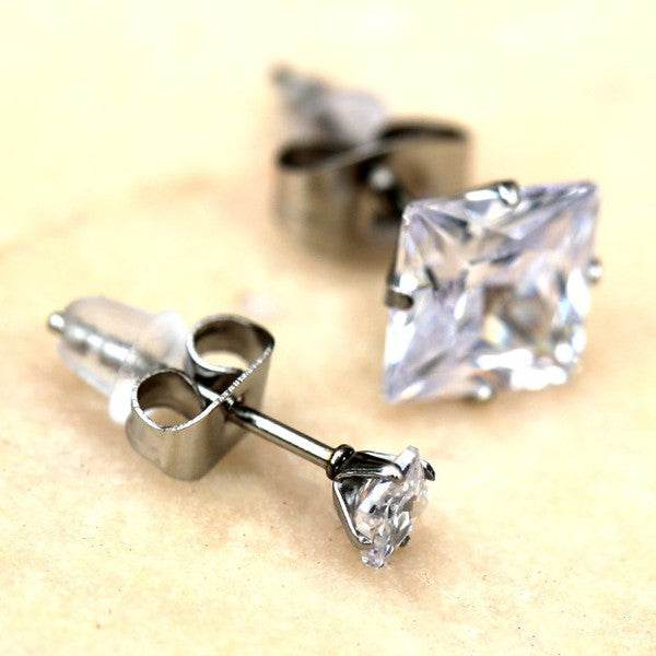Pair of 316L Surgical Steel Clear Princess Cut CZ - Shop Style & More | Fresh Looks, Everyday Deals & Free Shipping