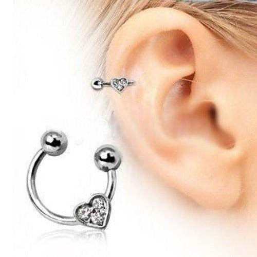 Horseshoe Cartilage Earring with Gemmed Heart - Shop Style & More | Fresh Looks, Everyday Deals & Free Shipping
