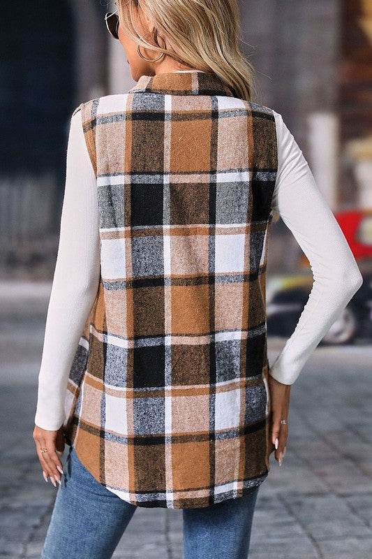 Straw Yellow Retro Plaid Button up Collared Vest - Shop Style & More | Fresh Looks, Everyday Deals & Free Shipping