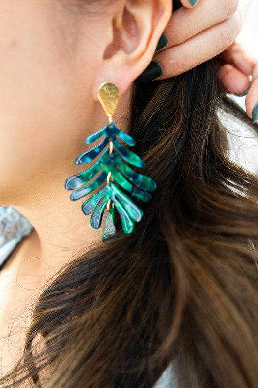 Palm Earrings - Dark Green - Shop Style & More | Fresh Looks, Everyday Deals & Free Shipping