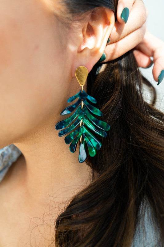 Palm Earrings - Dark Green - Shop Style & More | Fresh Looks, Everyday Deals & Free Shipping
