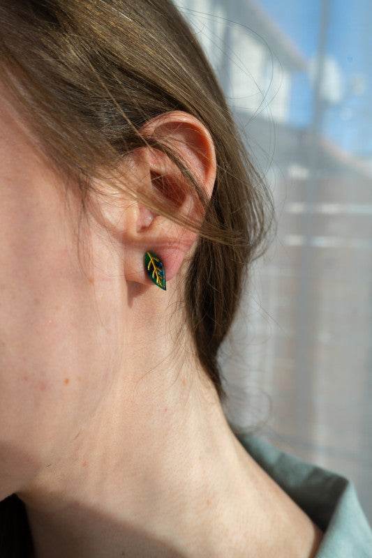 Leaf Studs - Dark Green - Shop Style & More | Fresh Looks, Everyday Deals & Free Shipping