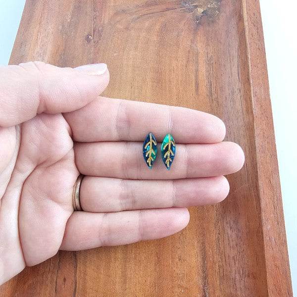 Leaf Studs - Dark Green - Shop Style & More | Fresh Looks, Everyday Deals & Free Shipping