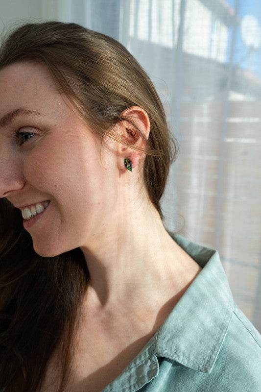 Leaf Studs - Dark Green - Shop Style & More | Fresh Looks, Everyday Deals & Free Shipping