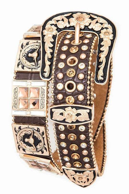 Long Horn Concho Crystal Western Belt - Shop Style & More | Fresh Looks, Everyday Deals & Free Shipping