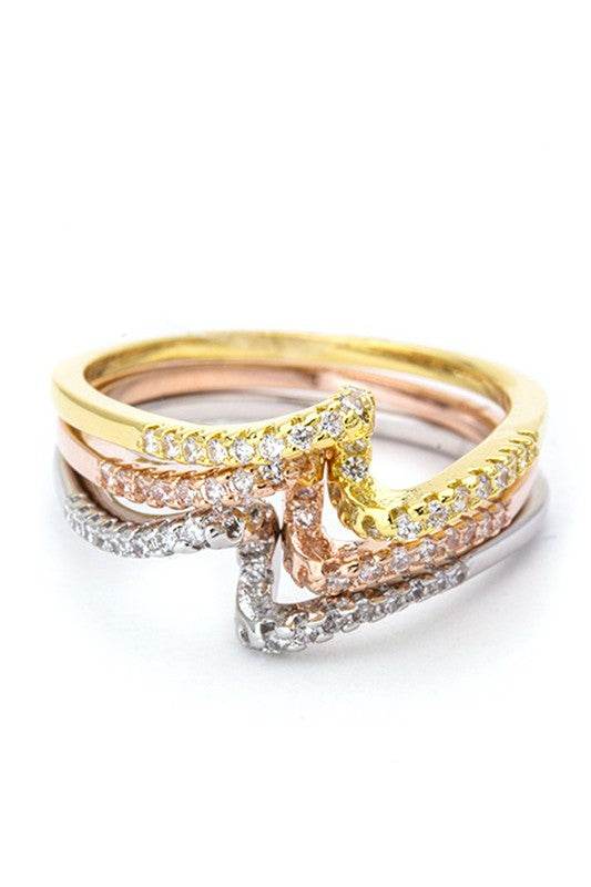 3 In 1 Tri-Tone CZ Twisting Rings - Shop Style & More | Fresh Looks, Everyday Deals & Free Shipping