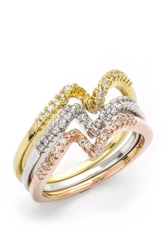 3 In 1 Tri-Tone CZ Twisting Rings - Shop Style & More | Fresh Looks, Everyday Deals & Free Shipping