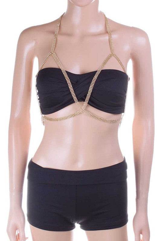 Cutout Rhinestone Mesh Triangle Bra Chain - Shop Style & More | Fresh Looks, Everyday Deals & Free Shipping
