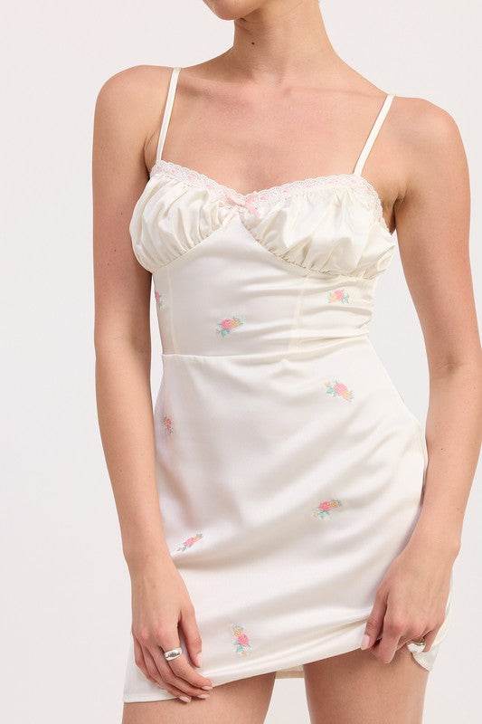 MINI SATIN EMBROIDERY DRESS - Shop Style & More | Fresh Looks, Everyday Deals & Free Shipping