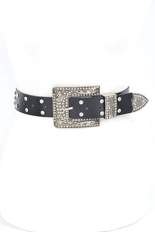 Engraved Buckle Crystal Metallic Belt - Shop Style & More | Fresh Looks, Everyday Deals & Free Shipping
