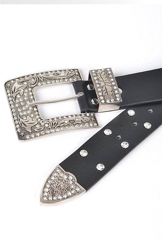 Engraved Buckle Crystal Metallic Belt - Shop Style & More | Fresh Looks, Everyday Deals & Free Shipping