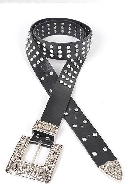 Engraved Buckle Crystal Metallic Belt - Shop Style & More | Fresh Looks, Everyday Deals & Free Shipping