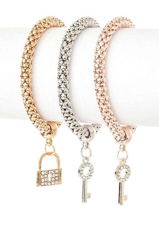 Lock Key Popcorn Tritone Bracelet Set - Shop Style & More | Fresh Looks, Everyday Deals & Free Shipping