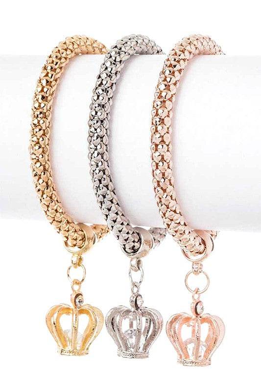 CZ Crown Charm Popcorn Bracelet Set - Shop Style & More | Fresh Looks, Everyday Deals & Free Shipping