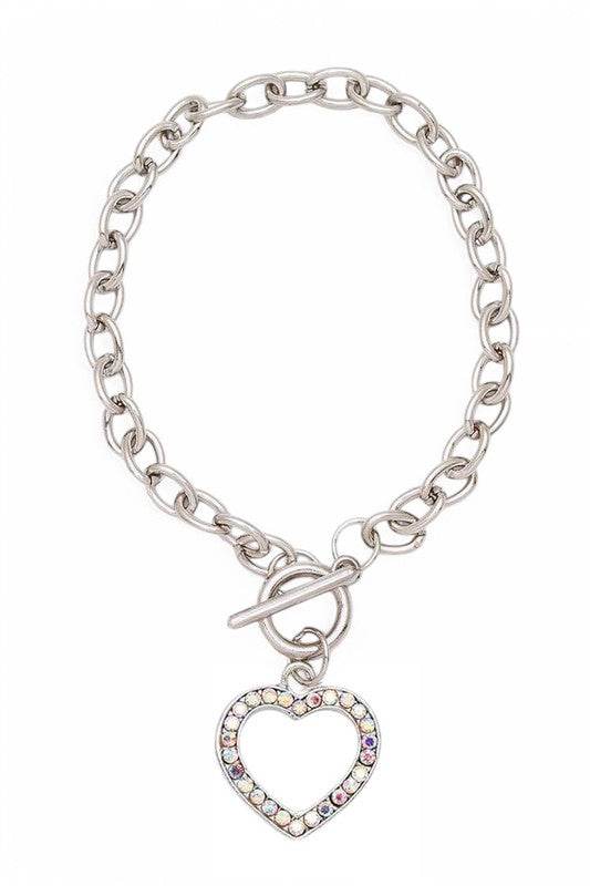 Crystal Heart Charm Toggle Bracelet - Shop Style & More | Fresh Looks, Everyday Deals & Free Shipping