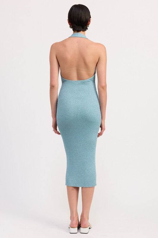 KNIT HALTER BODYCON MIDI DRESS - Shop Style & More | Fresh Looks, Everyday Deals & Free Shipping