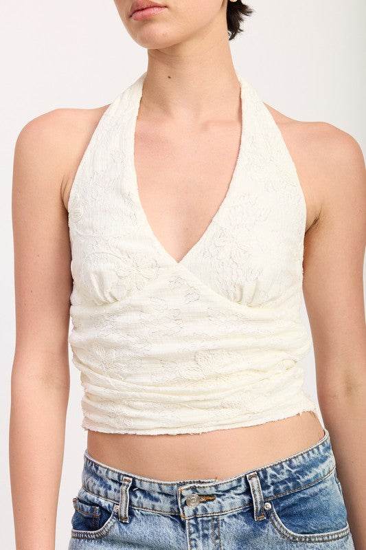 CROPPED HALTER TOP WITH LACE DETAIL - Shop Style & More | Fresh Looks, Everyday Deals & Free Shipping