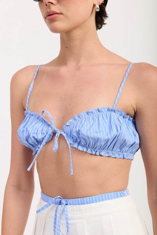 STRIPED RUFFLE TIE FRONT BRALETTE - Shop Style & More | Fresh Looks, Everyday Deals & Free Shipping