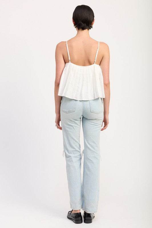 PLEATED TIE FRONT CAMI TOP - Shop Style & More | Fresh Looks, Everyday Deals & Free Shipping