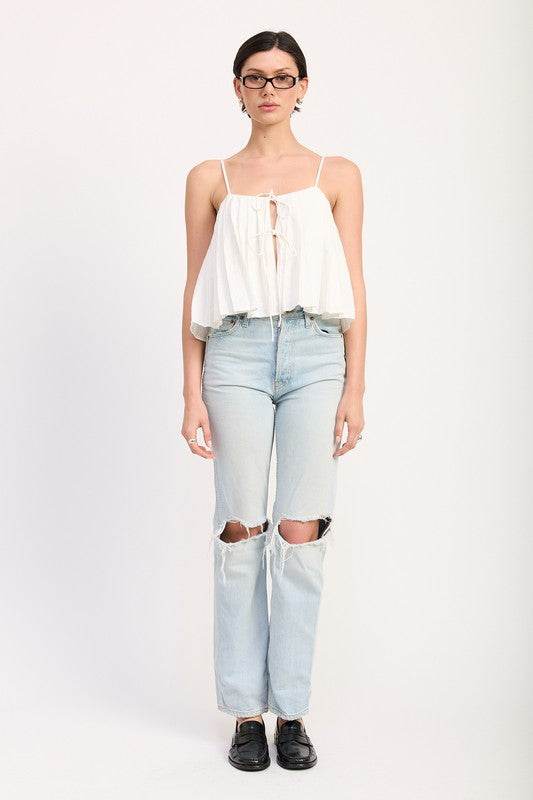 PLEATED TIE FRONT CAMI TOP - Shop Style & More | Fresh Looks, Everyday Deals & Free Shipping