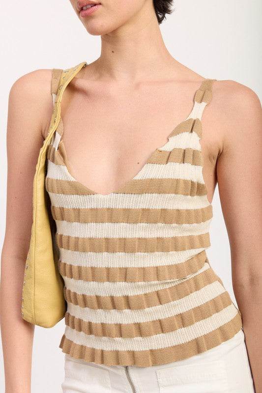 STRIPED RIBBED KNIT CAMI TOP - Shop Style & More | Fresh Looks, Everyday Deals & Free Shipping