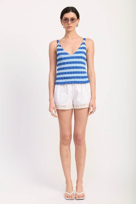 STRIPED RIBBED KNIT CAMI TOP - Shop Style & More | Fresh Looks, Everyday Deals & Free Shipping