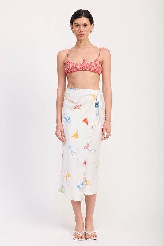 PRINTED SATIN MIDI SKIRT WITH SIDE RUCHE - Shop Style & More | Fresh Looks, Everyday Deals & Free Shipping