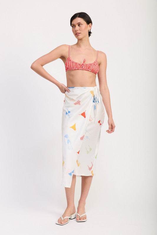PRINTED SATIN MIDI SKIRT WITH SIDE RUCHE - Shop Style & More | Fresh Looks, Everyday Deals & Free Shipping
