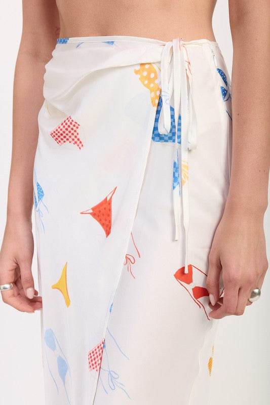 PRINTED SATIN MIDI SKIRT WITH SIDE RUCHE - Shop Style & More | Fresh Looks, Everyday Deals & Free Shipping