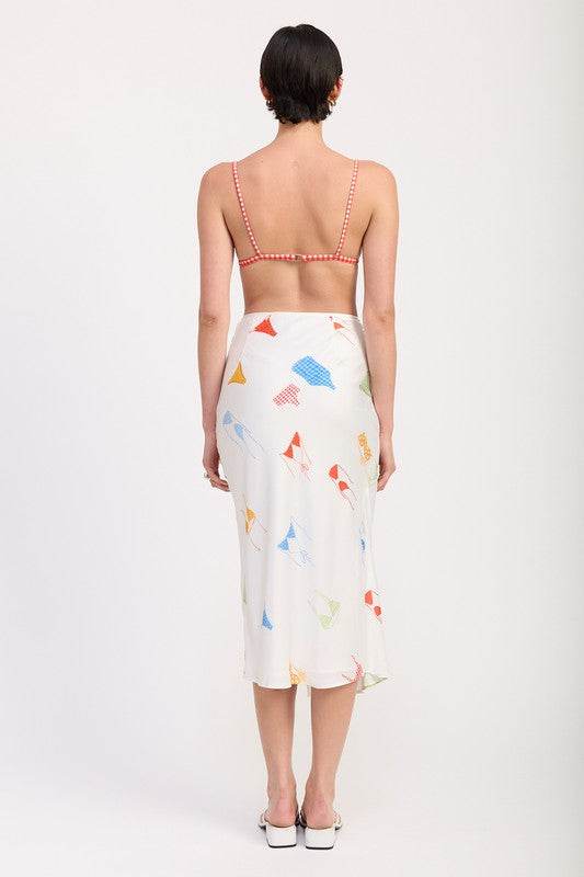 PRINTED SATIN MIDI SKIRT WITH SIDE RUCHE - Shop Style & More | Fresh Looks, Everyday Deals & Free Shipping