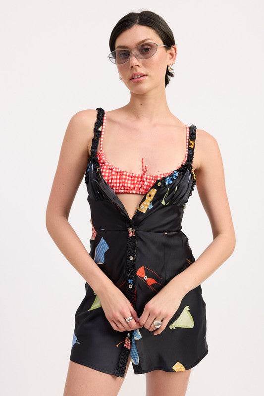 SATIN BUTTON UP BIAS CUT MINI DRESS - Shop Style & More | Fresh Looks, Everyday Deals & Free Shipping