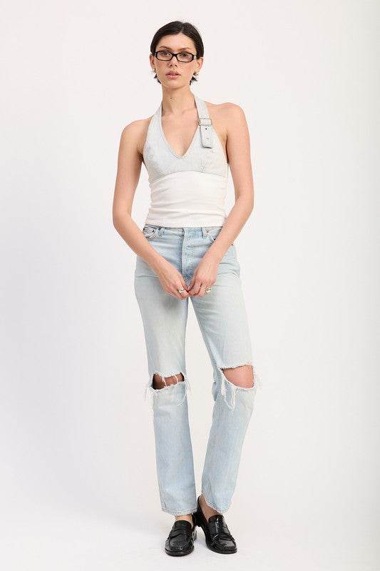 CONTRASTED HALTER NECK TOP - Shop Style & More | Fresh Looks, Everyday Deals & Free Shipping
