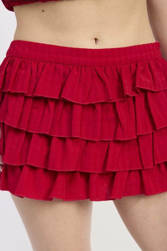 TIERED RUFFLE MINI SKIRT - Shop Style & More | Fresh Looks, Everyday Deals & Free Shipping